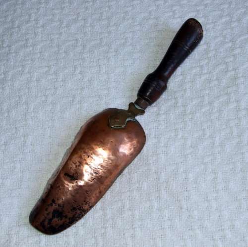 Antique copper, brass and wood scoop / trowel.