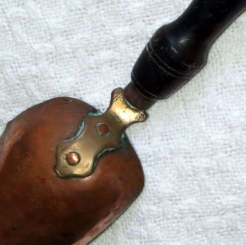 Antique copper, brass and wood scoop / trowel.