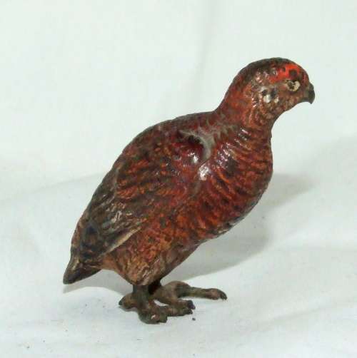 Antique miniature cold painted bronze bird style of Franz Bergman - grouse