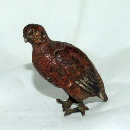 Antique miniature cold painted bronze bird style of Franz Bergman - grouse