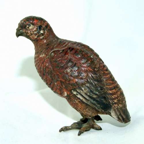 Antique miniature cold painted bronze bird style of Franz Bergman - grouse