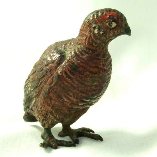 Antique miniature cold painted bronze bird style of Franz Bergman - grouse