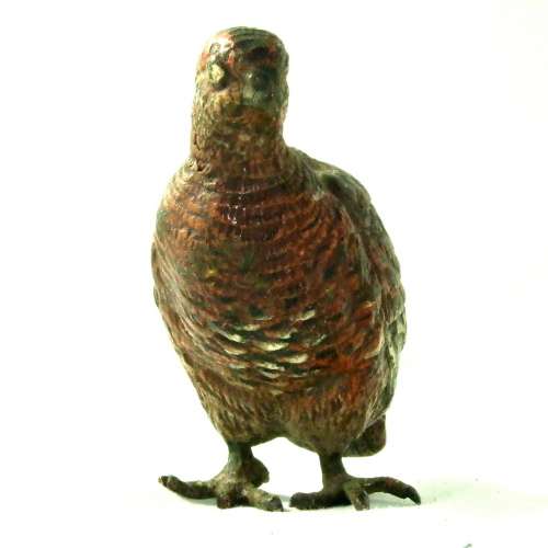 Antique miniature cold painted bronze bird style of Franz Bergman - grouse