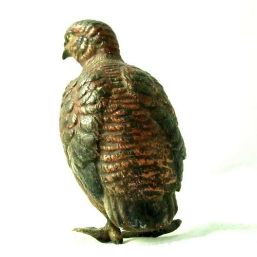 Antique miniature cold painted bronze bird style of Franz Bergman - grouse