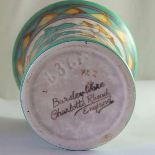 Vintage signed Charlotte Rhead TL2 pattern vase Bursley-Ware