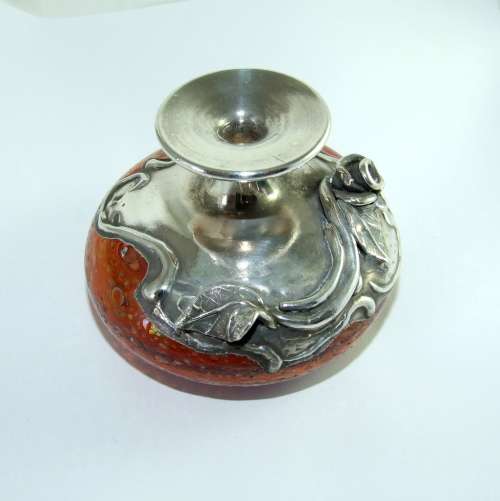 Silver Overlaid Glass Perfume Bottle