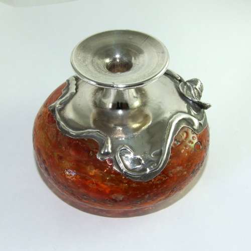 Silver Overlaid Glass Perfume Bottle