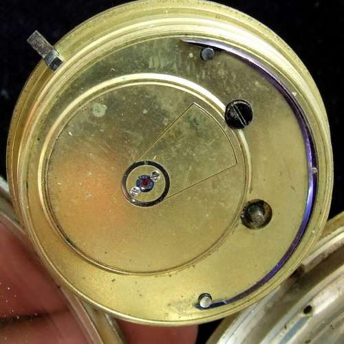 Antique hallmarked silver case with Kirner Bros. Oxford fusee,  wind key pocket watch, 1884 Working.