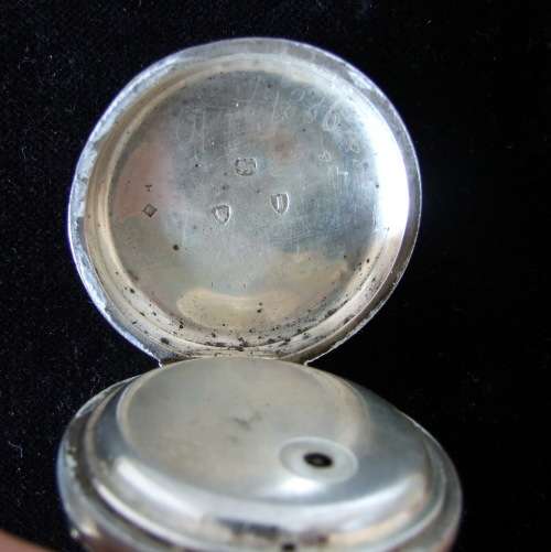 Antique hallmarked silver case with Kirner Bros. Oxford fusee,  wind key pocket watch, 1884 Working.