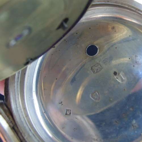 Antique hallmarked silver case with Kirner Bros. Oxford fusee,  wind key pocket watch, 1884 Working.