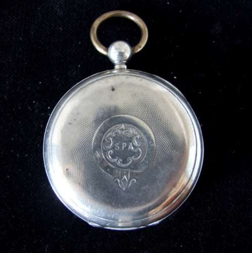 Antique hallmarked silver case with Kirner Bros. Oxford fusee,  wind key pocket watch, 1884 Working.