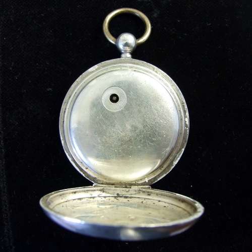 Antique hallmarked silver case with Kirner Bros. Oxford fusee,  wind key pocket watch, 1884 Working.