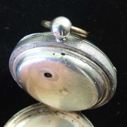 Antique hallmarked silver case with Kirner Bros. Oxford fusee,  wind key pocket watch, 1884 Working.