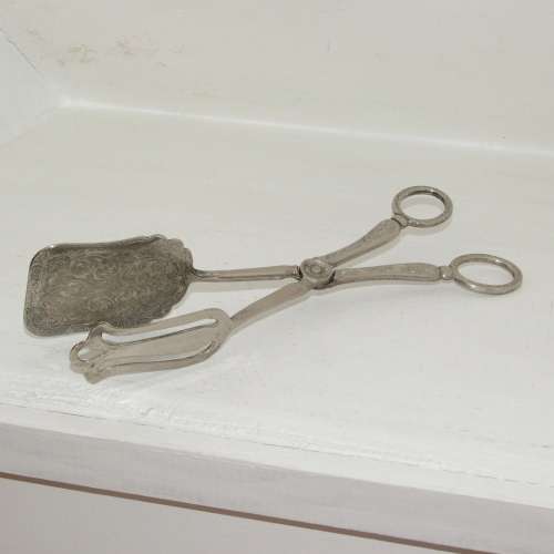 Antique silver plated asparagus serving tongs