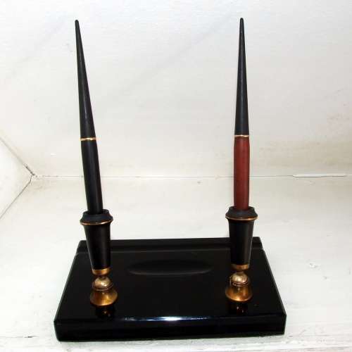 Rare 1920s Parker Duofold Twin Pen Desk Set