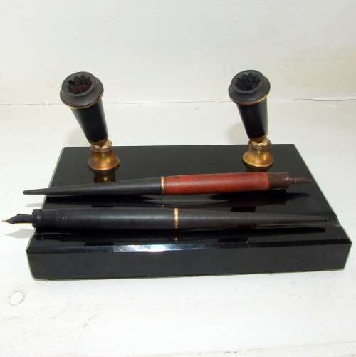 Rare 1920s Parker Duofold Twin Pen Desk Set