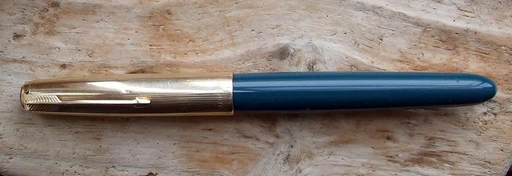 Vintage Teal Blue Parker 51 Aerometric, fine 14k nib, Rolled Gold cap