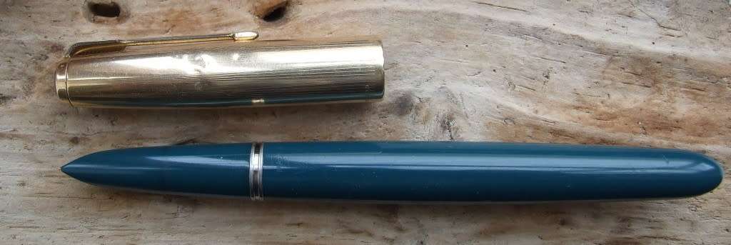Vintage Teal Blue Parker 51 Aerometric, fine 14k nib, Rolled Gold cap