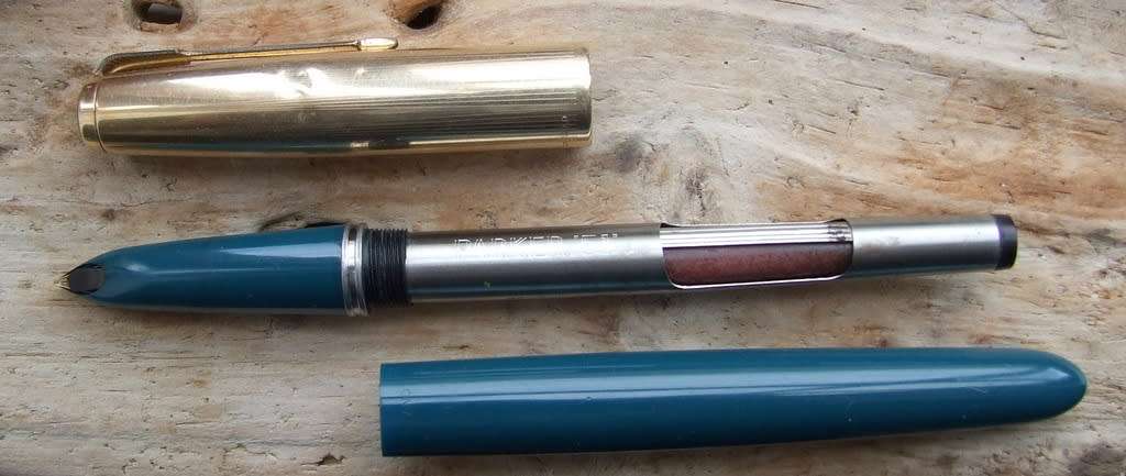 Vintage Teal Blue Parker 51 Aerometric, fine 14k nib, Rolled Gold cap