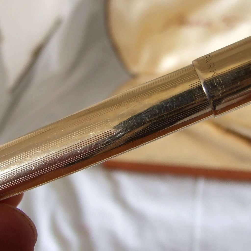 Boxed 14k gold filled Parker 51 fountain pen and pencil set, working.