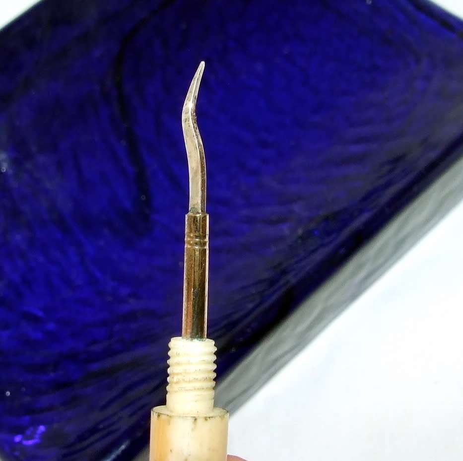 Antique bone and rolled gold pocket toothpick