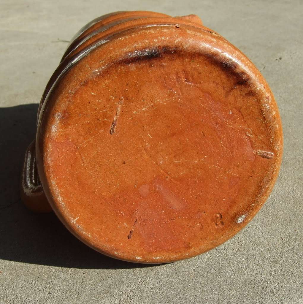 Antique brown glazed farmhouse pitcher jug stoneware