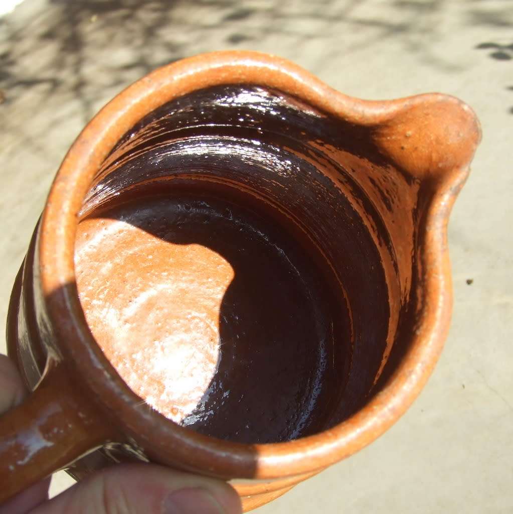 Antique brown glazed farmhouse pitcher jug stoneware