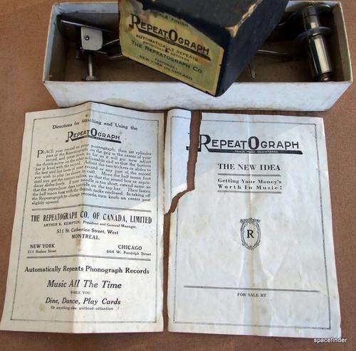 12" record REPEAT-O-GRAPH - original box - pamphlete, for old phonograph players. Rare and superb!