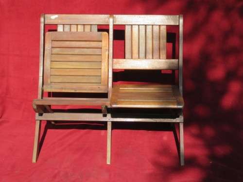 Vintage two seater folding church chair