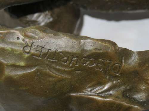 P. Lecourtier (1851-1924) bronze wolf and cub.