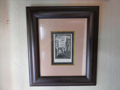 Gregoire Boonzaier - black etching on paper, District 6, Cape Town