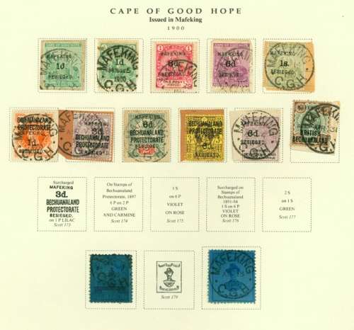 CAPE OF GOOD HOPE ISSUED IN MAFEKING STAMPS 1900