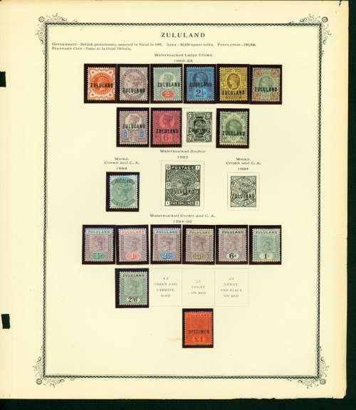 ZULULAND 1888-1896 COLLECTION OF MINT HINGED STAMPS