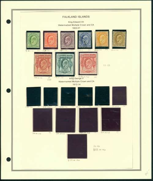 FALKLAND ISLANDS 1878 - 1960 VERY GOOD COLLECTION OF STAMPS ON 6 ALBUM PAGES