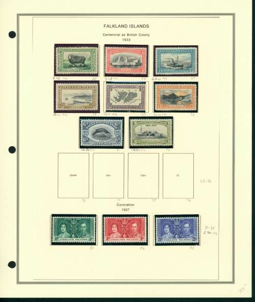 FALKLAND ISLANDS 1878 - 1960 VERY GOOD COLLECTION OF STAMPS ON 6 ALBUM PAGES