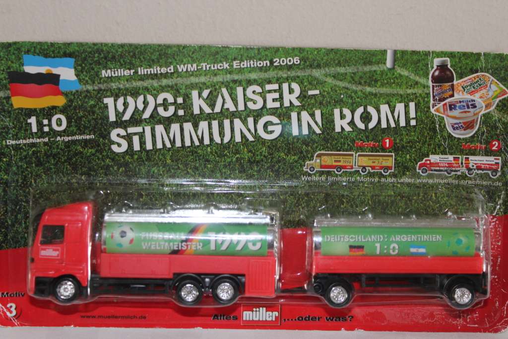 Mercedes-Benz Actros Tanker H0 1:87 Mueller Milk Germany Soccer World Champion 1990 still sealed