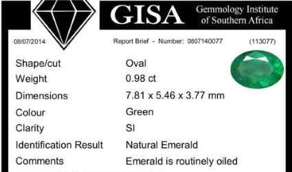 0.98CT CERTIFIED EMERALD