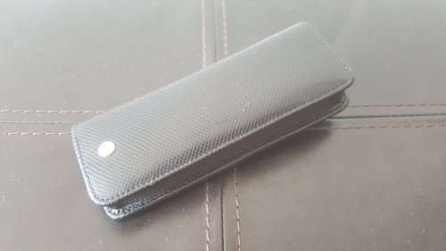 Mont Blanc Boheme Bleu Fountain Pen with 14ct White Gold Nib and Roller Ball Pen in Leather Sleeve