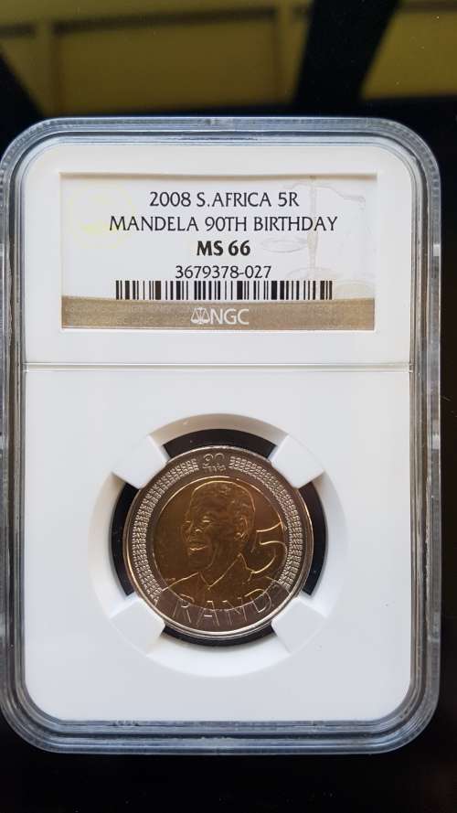 3 x MS 66 2008 S.AFRICA MANDELA 90TH BIRTHDAY R5