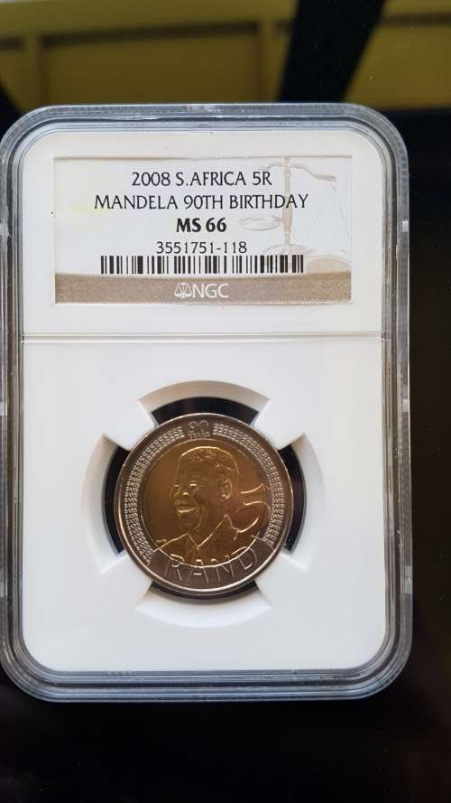 3 x MS 66 2008 S.AFRICA MANDELA 90TH BIRTHDAY R5