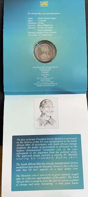 Nelson Mandela Proof R5 Coin issued in the year 2000 - Uncirculated