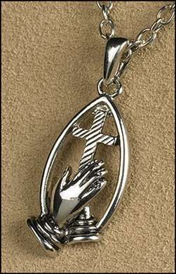 Cross with Praying Hands Pendant & Chain