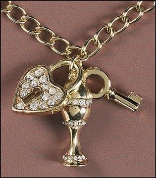 1st Holy Communion Diamante Chalice, key & Locket Pendant & Chain