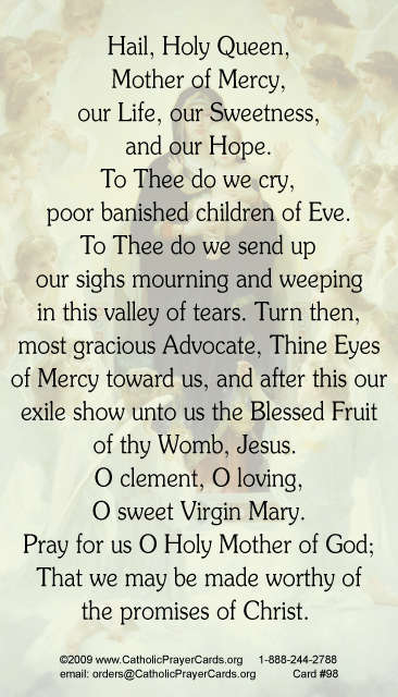 Catholic - Hail Holy Queen Holy Prayer Card