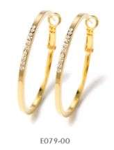 Earrings (Gold) Medium hoops with Clear Crystals