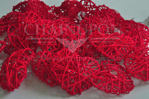 Small Red Rattan Hearts for decor