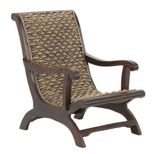 Large Mahogany & Weave Armchairs