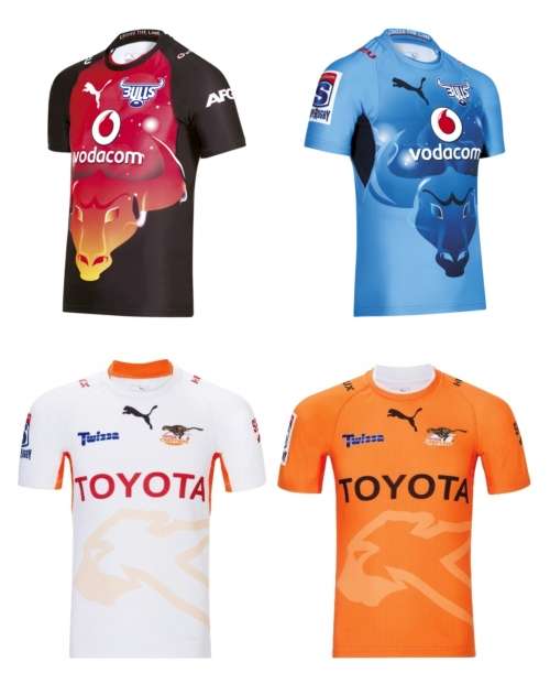 Bulls and Cheetahs Super Rugby Jerseys (Home & Away)