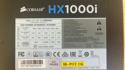 Corsair HX1000i 1000W 80 PLUS Platinum Power Supply