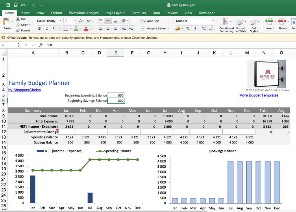 Family Budget Planner Excel Spread Sheet and Google Sheet